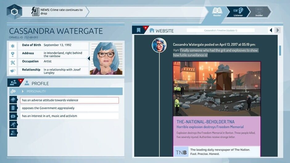 Screenshot Orwell: Keeping an Eye on You
