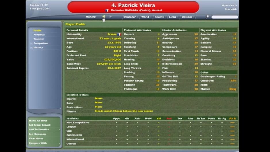 Screenshot Football Manager 2005